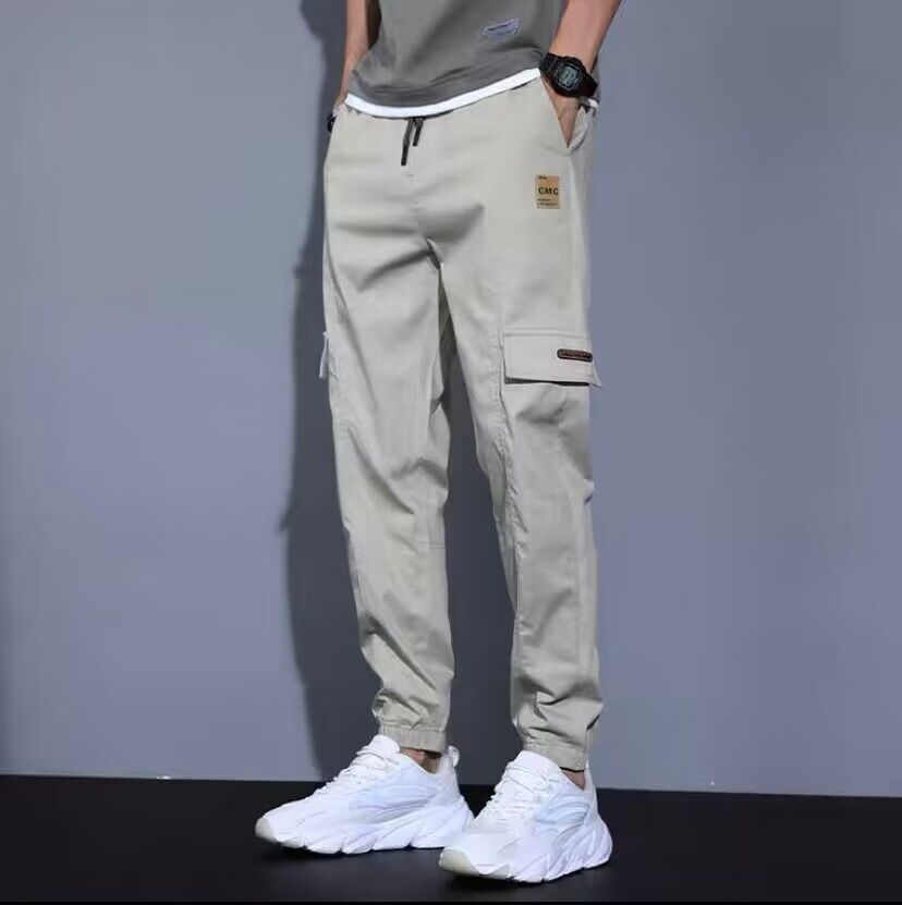 Men's Casual Harem Overalls, Polyester Blend, Drawstring Waist, Sporty Style