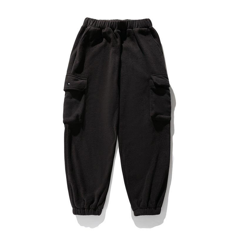 Polar Fleece Loose Fit Sweatpants in Black Gray Khaki White - Unisex Sports Workwear Pants.
