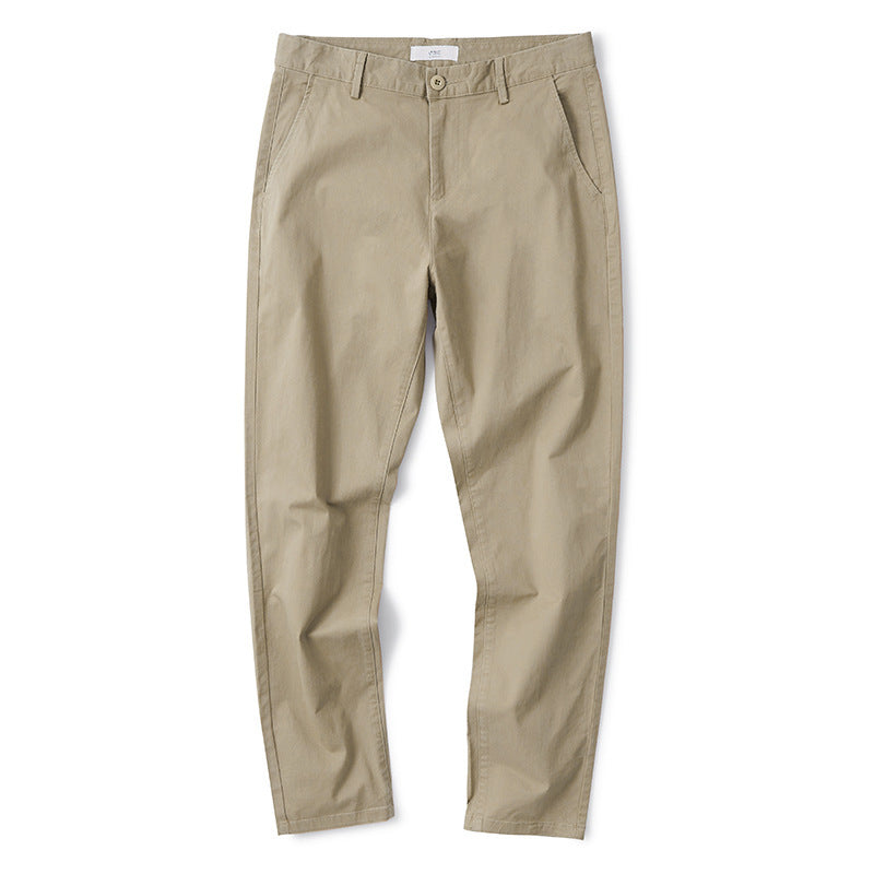 Men's Pure Cotton Casual Pants in Various Colors - Straight Loose Cut, Mid-Waist, Zipper Fly - Summer Business Attire, Comfortable Men's Trousers