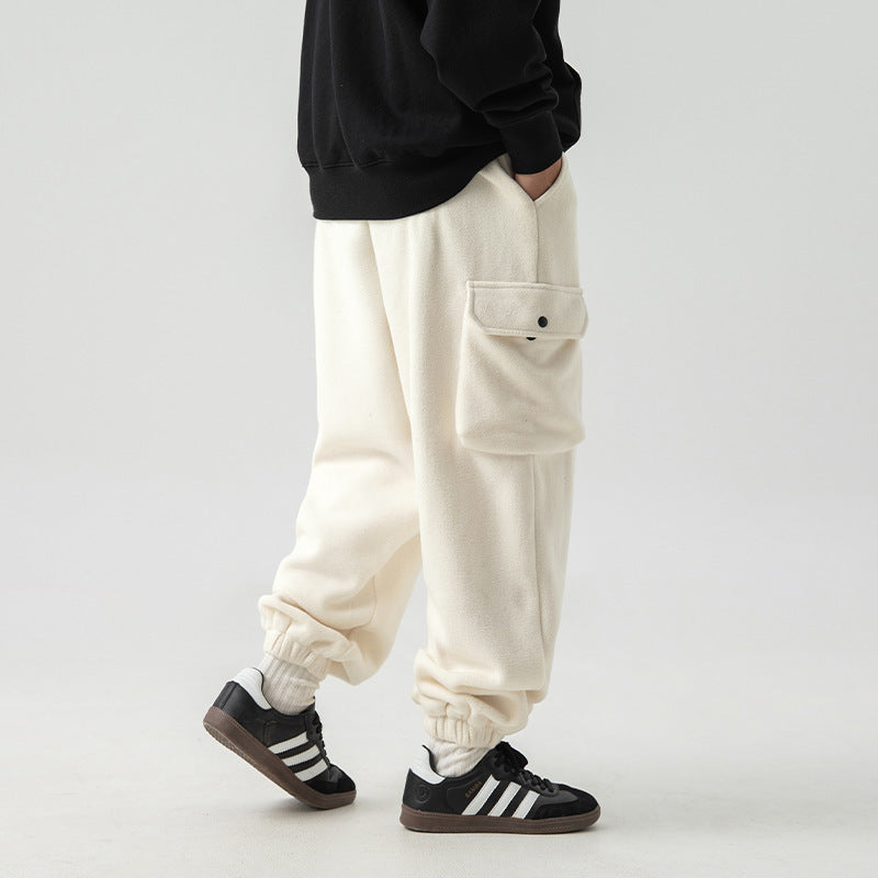 Comfy Loose-fit Polar Fleece Sweatpants in Black, Gray, Khaki - Unisex Gym and Workwear Pants