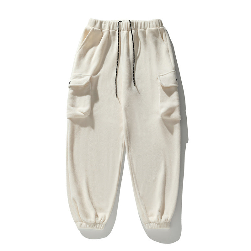 Comfy Polar Fleece Sweatpants in Black Gray Khaki White - Unisex Loose-fit Sports Workwear Pants