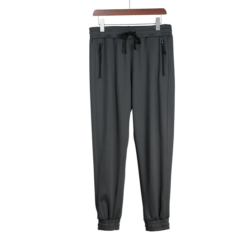 Men's Baggy Leisure Pants for Autumn Running - Black, Sapphire Blue, Gray & White - Loose Fit Polyester Trousers - Quick-Dry & Stylish-style-SEO-Friendly-Ecommerce-Alt Text.
