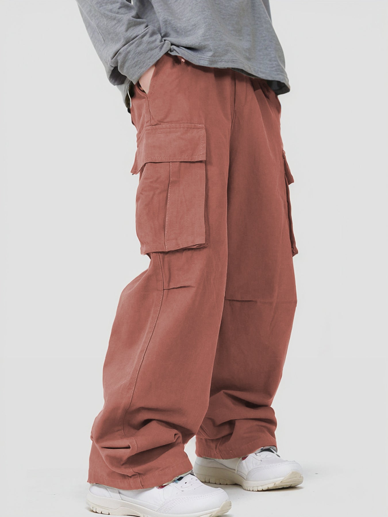 Versatile 3D Pocket Overalls in Various Colors - Comfortable Street Fashion Overalls with Lace-Up Detail - Available in Multiple Sizes