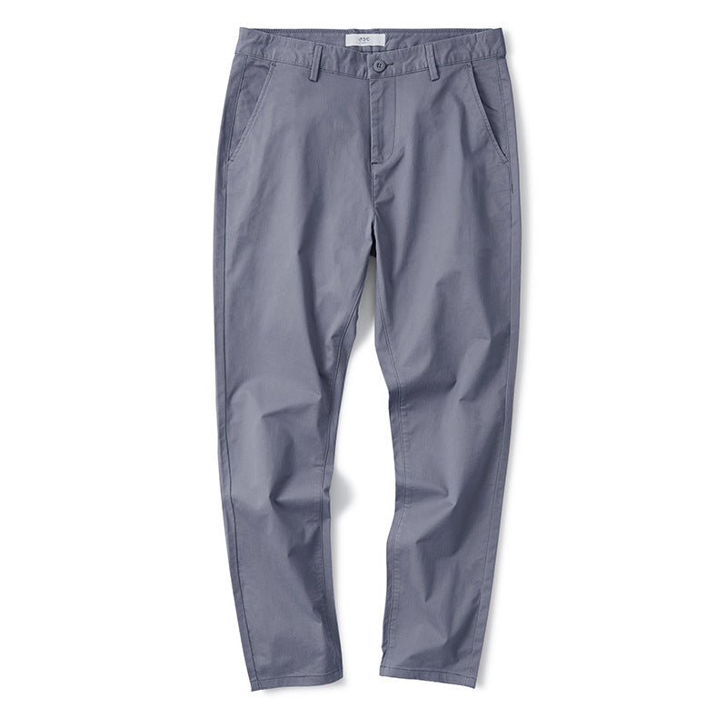 Men's Pure Cotton Casual Pants in Various Colors - Loose Straight Cut Summer Business Attire