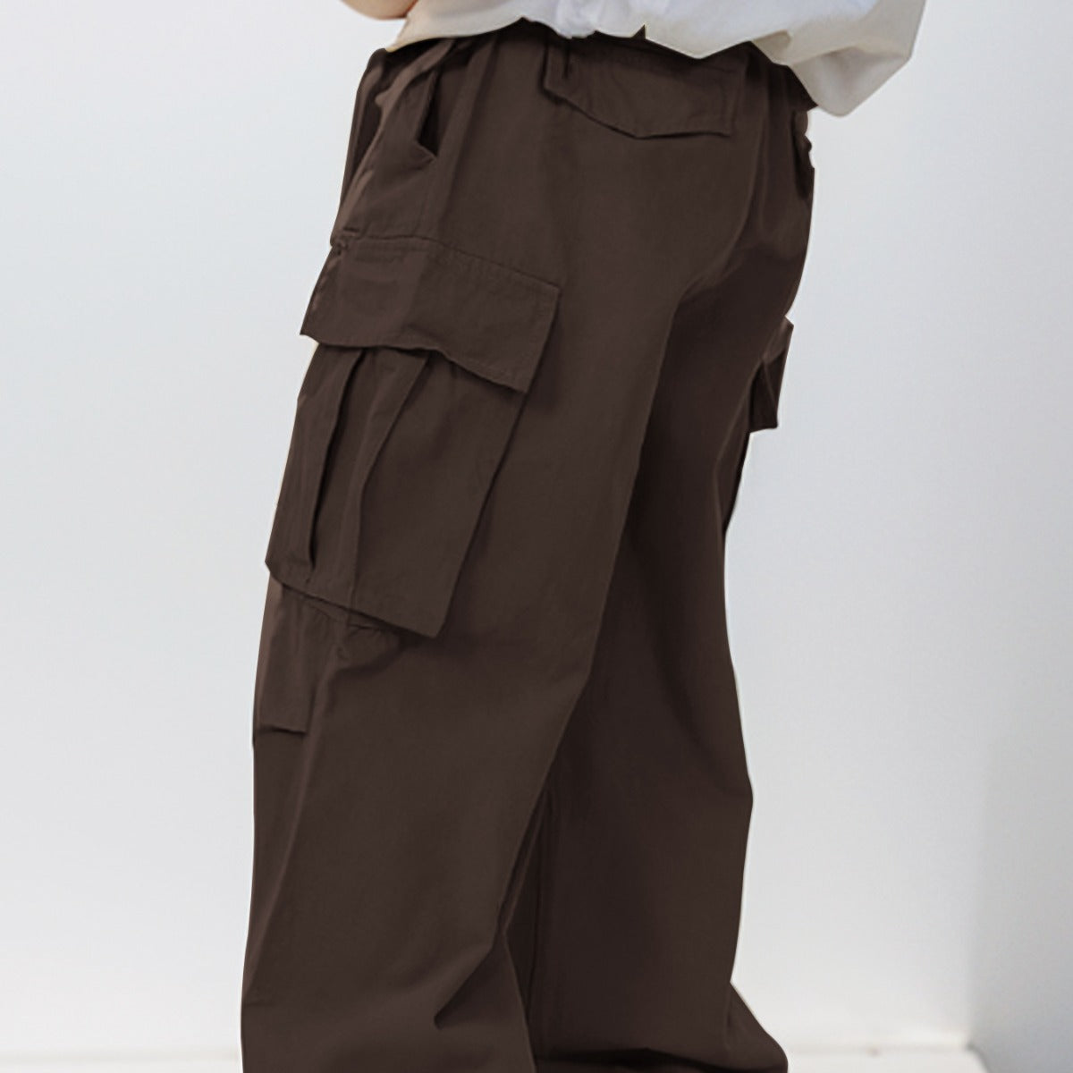Versatile 3D Pocket Overalls in Black | Loose Casual Pants