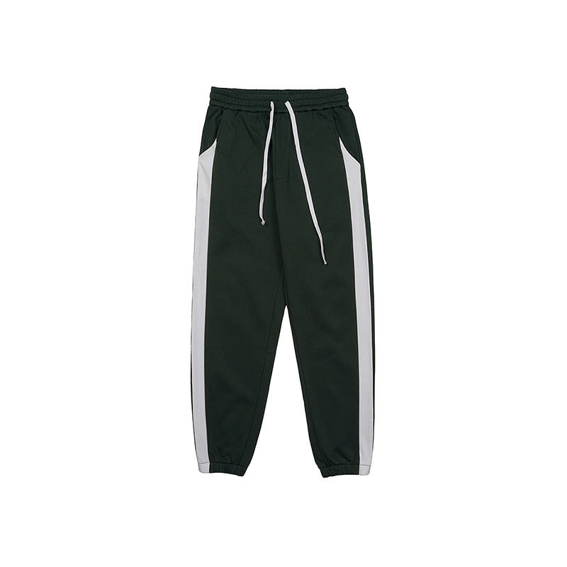 Comfortable Contrast Color Casual Exercise Pants in Gray - Men's Sportswear, Mid Waist Drawstring Cotton Sweatpants