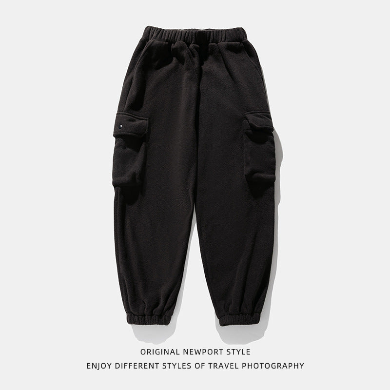 Comfy Polar Fleece Sweatpants in Black, Gray, Khaki, or White - Unisex Gym and Work Trousers, Loose-fit Sports Pants
