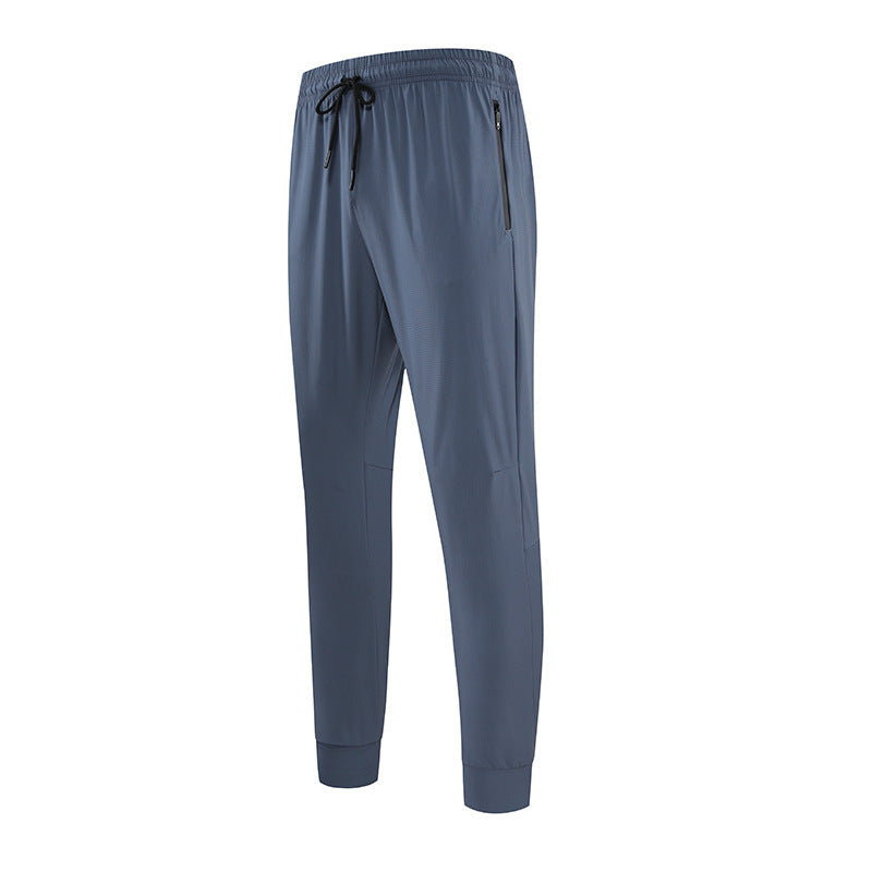 Men's Quick-Dry Sportswear Pants in Black, Haze Blue, or Light Gray, Loose-Fit for Spring/Summer Workouts, Nylon/Spandex, Sizes M-3XL