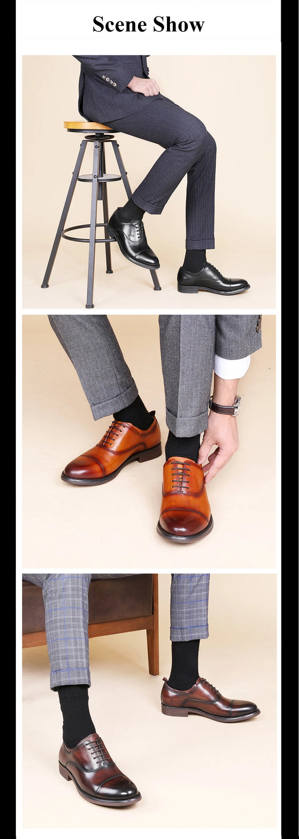 Women's professional Oxford flats in genuine leather with tailored fit
