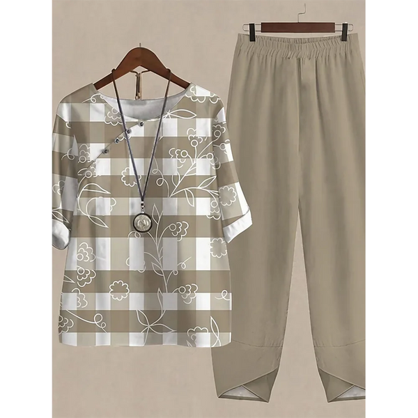 Versatile women's floral outfit suitable for casual and formal occasions.