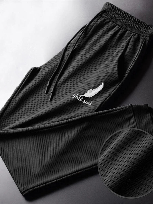 Lightweight quick-dry men's hiking pants with adjustable drawstring, breathable fabric, perfect for outdoor activities and wo