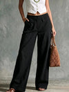 Breathable polyester pants with linen texture and comfortable fit