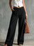 Breathable polyester pants with linen texture and comfortable fit