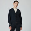 Elegant wool rib knit cardigan combining versatile styling with superior quality and comfort