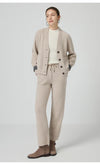 Classic heavyweight wool cardigan with V-neck design and sophisticated ribbed texture
