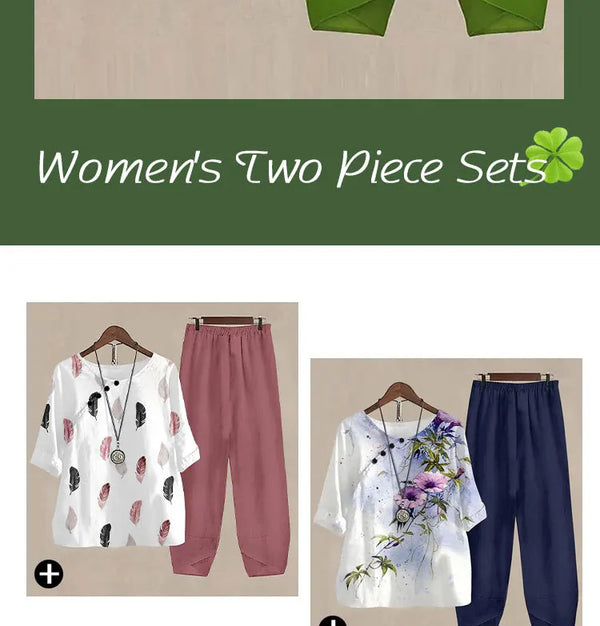 Bright floral print top paired with loose fitting high waist pants.