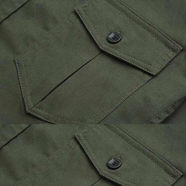 Slim fit military shirts for men in army green and khaki, long sleeve, stylish for business and casual wear.