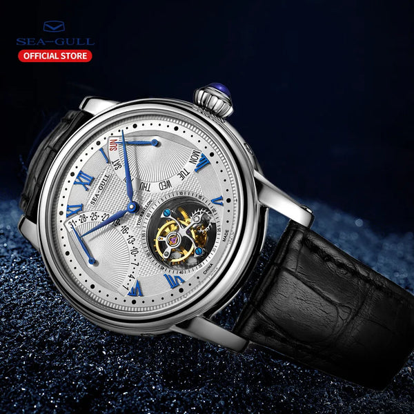 Full view of the Seagull ST8004ZS watch on a wrist, demonstrating its craftsmanship and elegance.