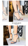 Evening stiletto sandals with decorative hollow detailing