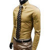 Classic Men's Business Dress Shirt in solid color, long sleeve, slim fit, perfect for office wear and casual outings.