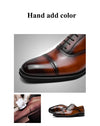 Close-up of the round toe shape of Desai Classic Leather Oxfords for men.