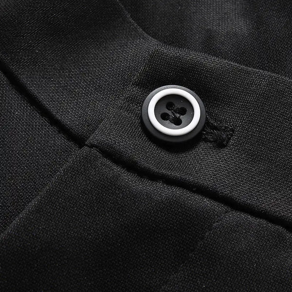 Elegant Men's Slim Fit Dress Pants in solid black, perfect for formal attire and everyday office wear, made from durable poly