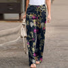 Vintage floral wide-leg pants for women, ankle-length, cotton-linen blend, perfect for spring 2024 casual and semi-formal wea