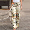 Vintage floral wide-leg pants for women, ankle-length, breathable cotton-linen blend, perfect for spring 2024 fashion.