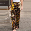 Vintage floral wide-leg pants for women, ankle-length, cotton-linen blend, perfect for spring 2024 casual and semi-formal wea