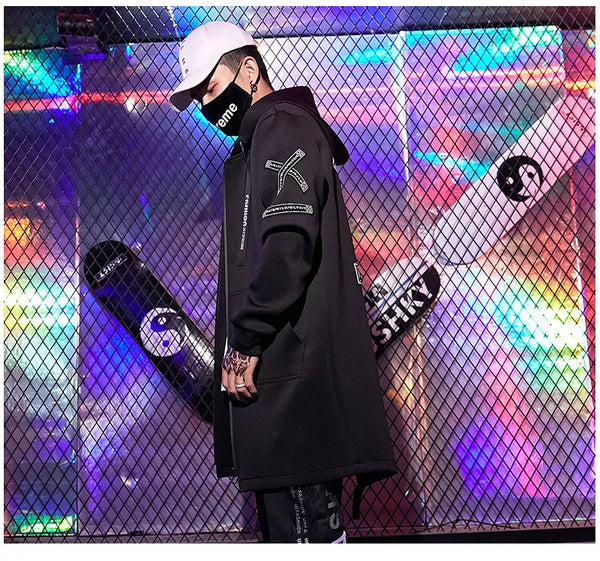 Men's casual hooded bomber jacket, lightweight polyester, stylish ribbed design, perfect for transitional weather and casual