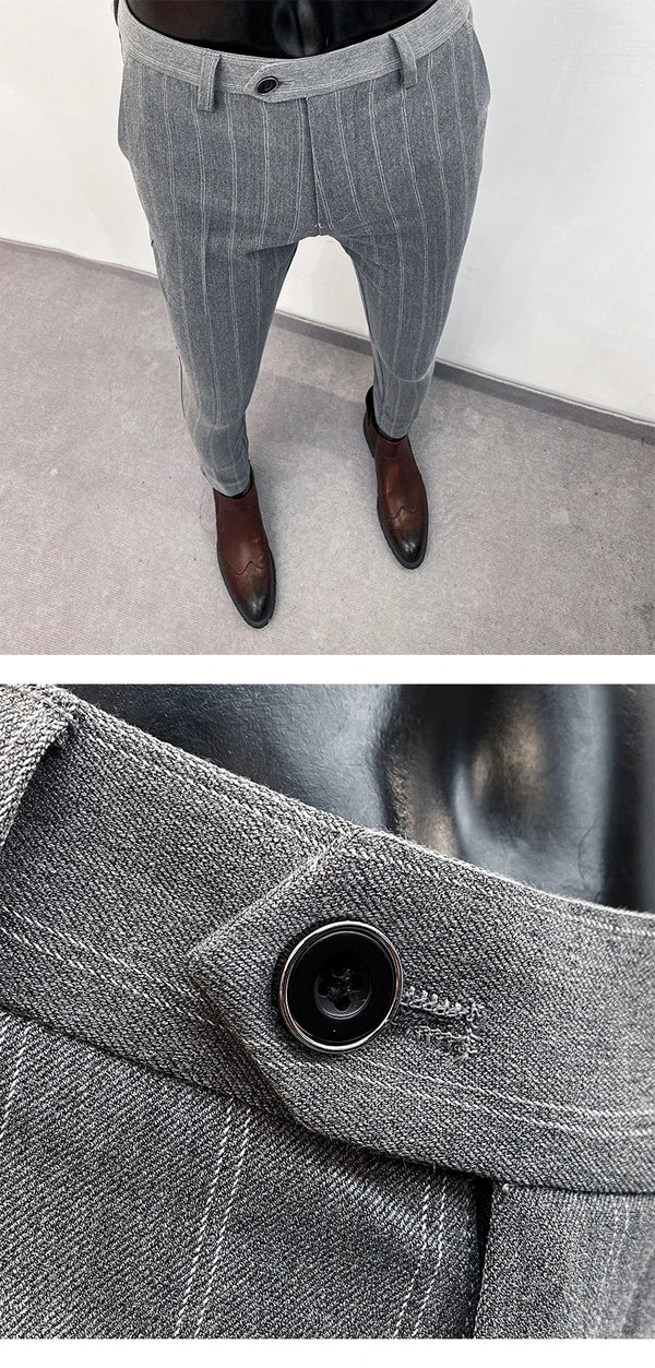 Men's slim fit stretch suit trousers in solid color, perfect for business casual and formal occasions, offering comfort and s