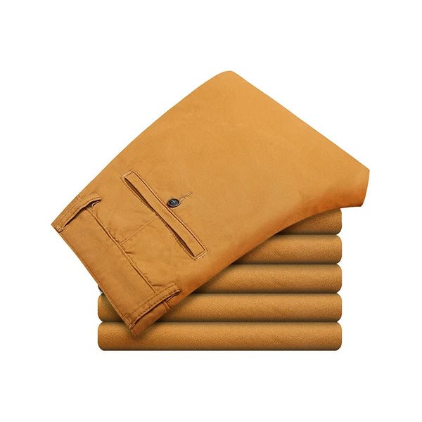Premium Cotton Stretch Men's Casual Pants in classic colors, featuring a straight-leg design and comfortable spandex blend.