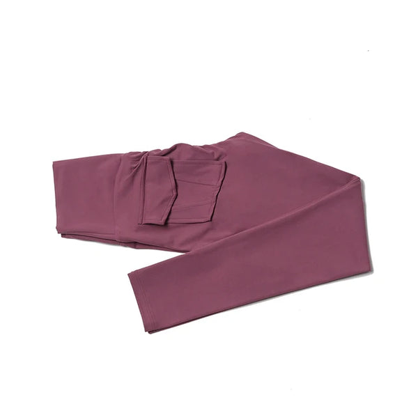 Purple high-waist leggings for women, featuring breathable and stretchy material.