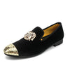 Elegant Gold Toe Velvet Loafers for Men