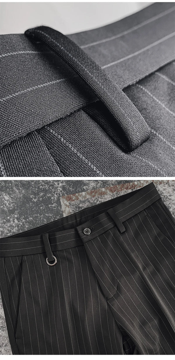Men's slim fit stretch suit trousers in solid color, perfect for formal events and business casual wear, featuring a flat fro