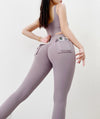Women's purple high-waist leggings, featuring quick-dry and anti-wrinkle fabric.