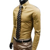 Classic men's business dress shirt in solid color, long sleeve, slim fit, perfect for office wear and casual outings.