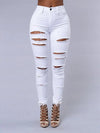 Chic ripped skinny jeans for women, featuring high-stretch fabric and edgy detailing for a stylish, versatile look.