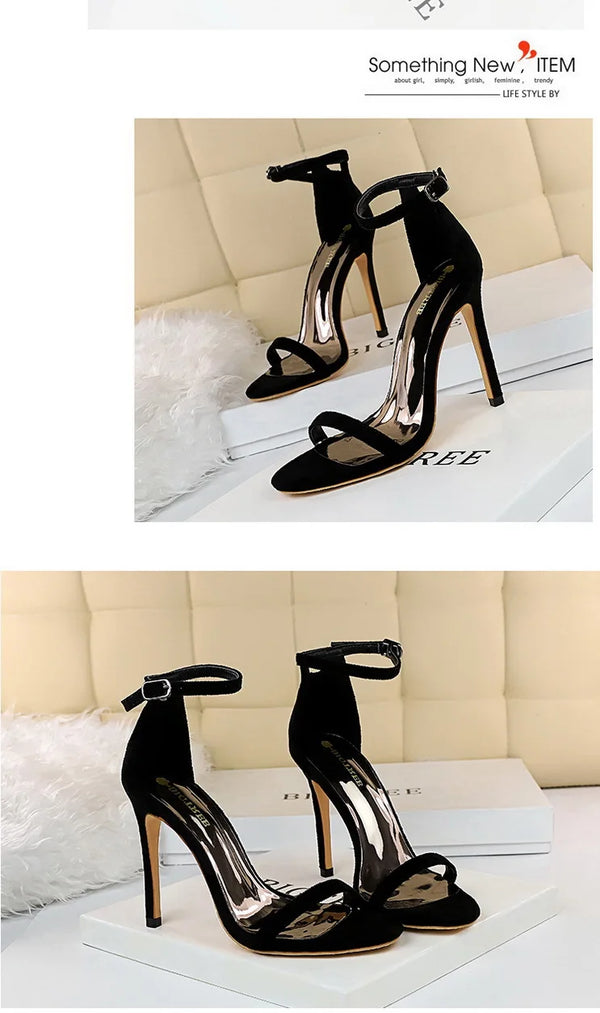 Designer inspired hollow suede heels with ankle support