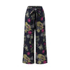 Vintage floral wide-leg pants for women, ankle-length, cotton-linen blend, perfect for spring 2024 casual and semi-formal wea