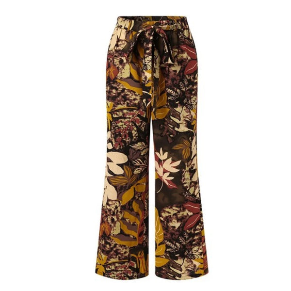 Vintage floral wide-leg pants for women, ankle-length, high waist, cotton-linen blend, perfect for spring 2024 fashion.
