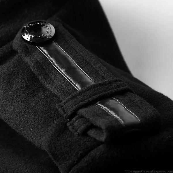 Side view of the coat highlighting the full sleeves and elegant silhouette.