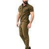Men's Casual One-Piece Fashion Jumpsuit with Belt in breathable polyester, perfect for spring and summer style and comfort.