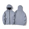 Men's reflective night vision hooded windbreaker, stylish and functional for evening wear and outdoor activities.
