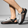 Men's handcrafted beach sandals with woven breathable texture and EVA comfort