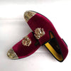 Stylish evening loafers for men in soft velvet with gold details.
