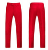 Slim Fit Men's Suit Set in white, red, and pink for formal events, featuring a single-breasted jacket and tailored trousers.
