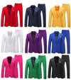 Slim Fit Men's Suit Set in white, red, and pink for weddings and formal events, featuring a single-breasted jacket and trouse