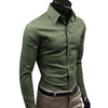 Classic Men's Business Dress Shirt in solid color, long sleeve, slim fit, perfect for office wear and casual outings.