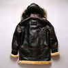 Zippered pockets on the luxury men's shearling leather bomber jacket.